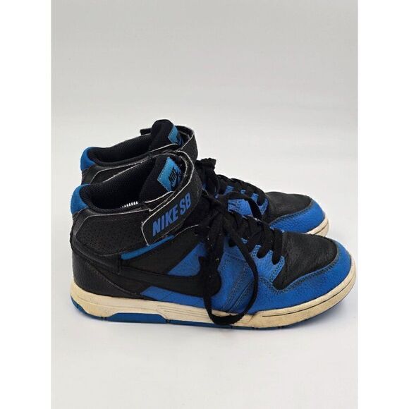 Nike SB Boys Mogan Mid 2 Skateboarding Shoes Blue Black 645025-404 Lace Up 5Y - Picture 1 of 9